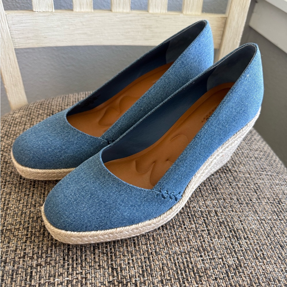 Lucky Brand Imula Espadrille Wedge in Denim Blue Canvas Size 8 New